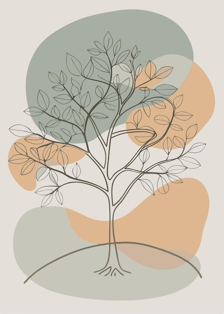 Arte de una línea de dibujo de árbol Decoración de pared de arte de línea continua mínima abstracta