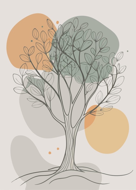 Arte de una línea de dibujo de árbol Decoración de pared de arte de línea continua mínima abstracta