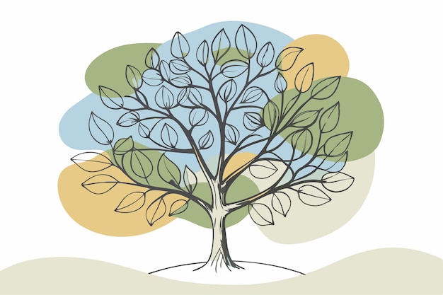 Arte de una línea de dibujo de árbol Decoración de pared de arte de línea continua mínima abstracta