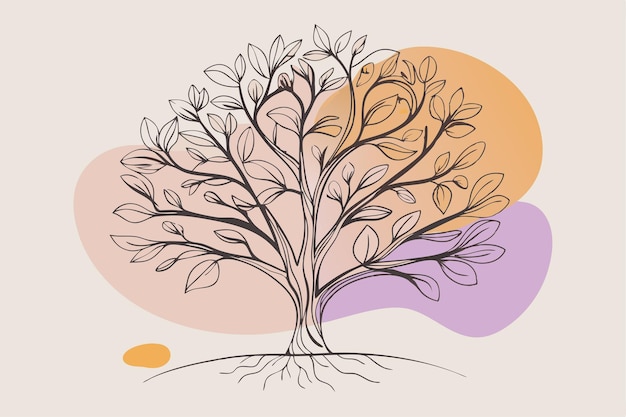 Arte de una línea de dibujo de árbol Decoración de pared de arte de línea continua mínima abstracta