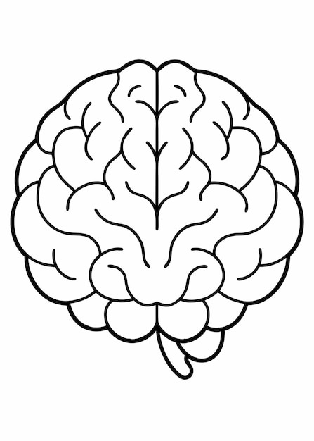 Un arte de línea de dibujo del cerebro humano Decoración de pared de línea continua mínima abstracta
