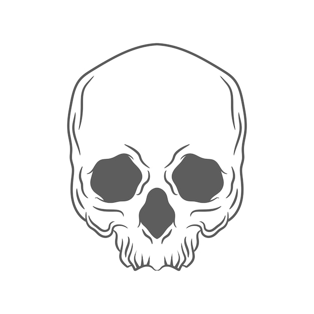 Arte de línea de dibujo de cráneo
