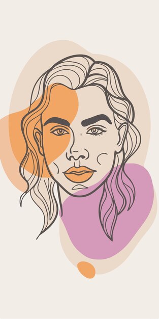 Arte de una línea de dibujo facial Decoración de pared de línea continua mínima abstracta
