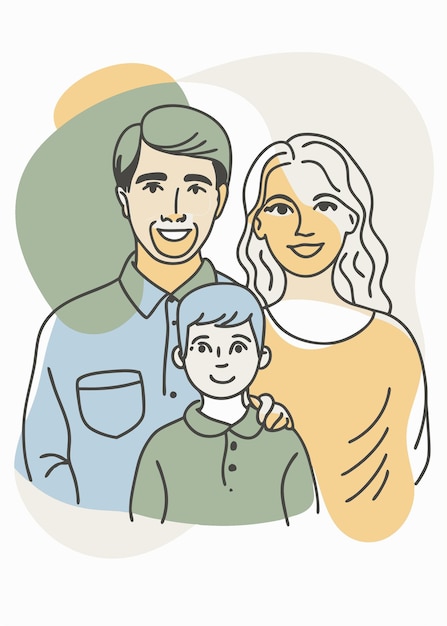 Arte de una línea de dibujo de familia feliz Decoración de pared de línea continua mínima abstracta