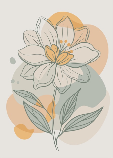 Arte de una línea de dibujo floral Arte de línea continua floral minimalista abstracto