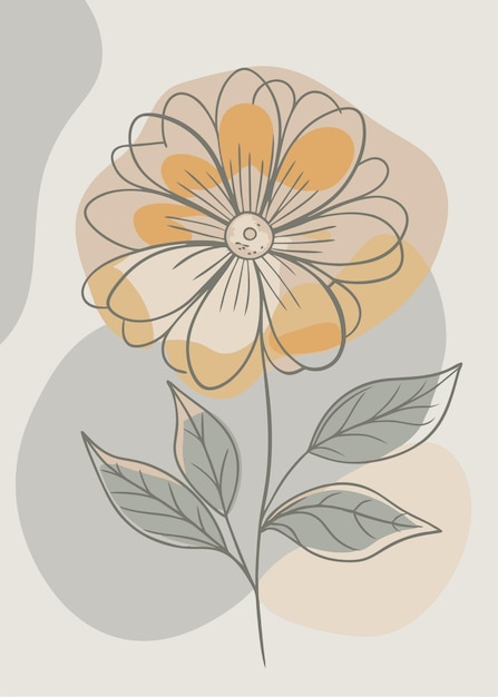Arte de una línea de dibujo floral Arte de línea continua floral minimalista abstracto