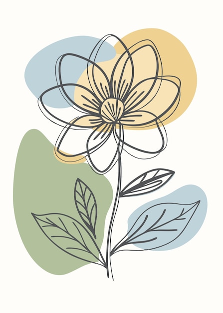 Un arte de línea del dibujo de flores Decoración de pared de arte de línea continua mínima abstracta
