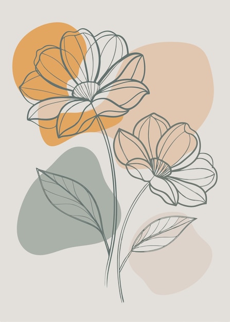 Un arte de línea del dibujo de flores Decoración de pared de arte de línea continua mínima abstracta
