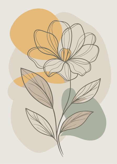 Un arte de línea del dibujo de flores Decoración de pared de arte de línea continua mínima abstracta