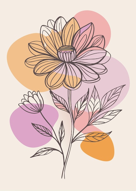 Un arte de línea del dibujo de flores Decoración de pared de arte de línea continua mínima abstracta