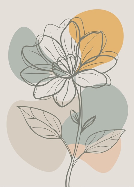 Un arte de línea del dibujo de flores Decoración de pared de arte de línea continua mínima abstracta