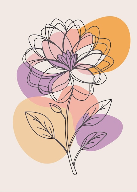 Un arte de línea del dibujo de flores Decoración de pared de arte de línea continua mínima abstracta