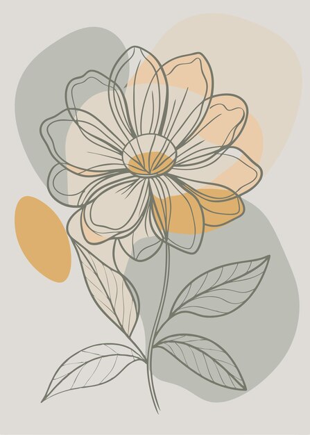 Un arte de línea del dibujo de flores Decoración de pared de arte de línea continua mínima abstracta