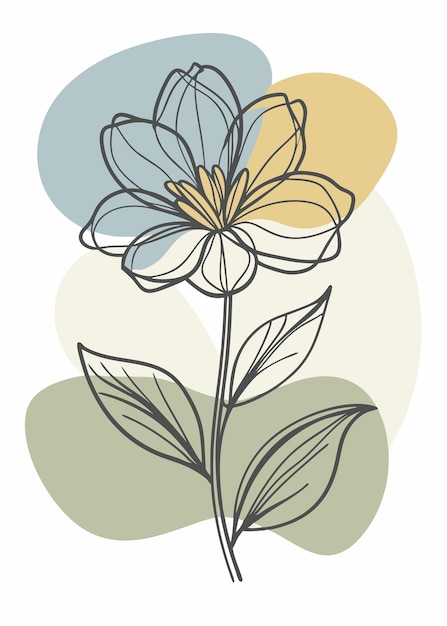 Un arte de línea del dibujo de flores Decoración de pared de arte de línea continua mínima abstracta