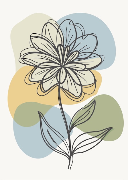 Un arte de línea del dibujo de flores Decoración de pared de arte de línea continua mínima abstracta
