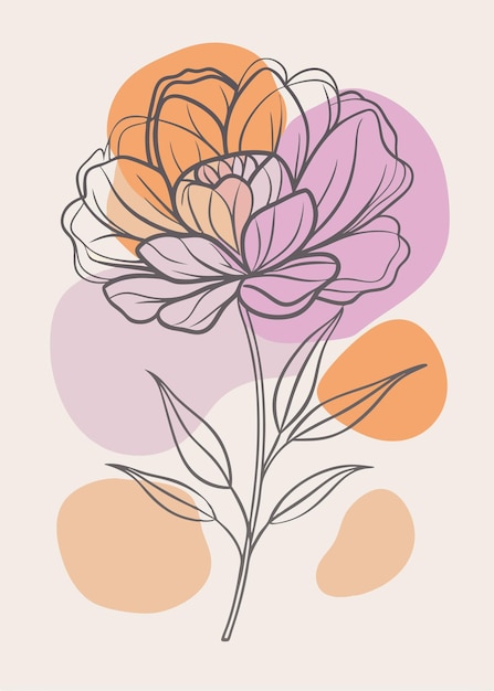 Un arte de línea del dibujo de flores Decoración de pared de arte de línea continua mínima abstracta