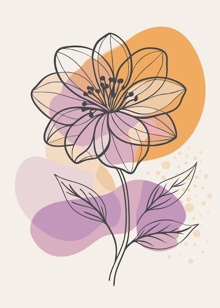 Un arte de línea del dibujo de flores Decoración de pared de arte de línea continua mínima abstracta