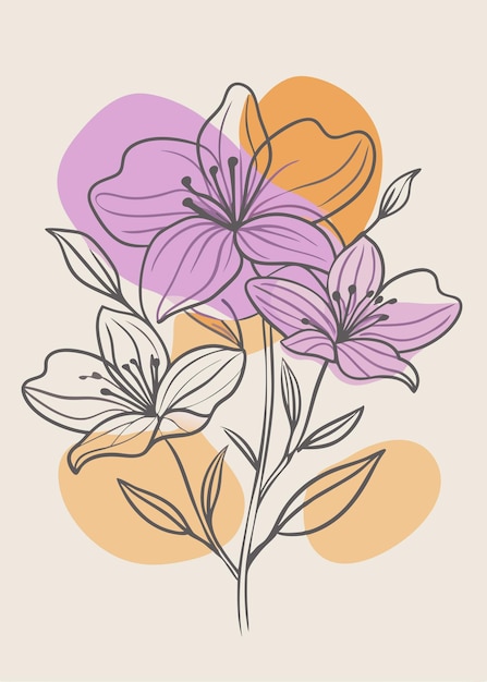 Un arte de línea del dibujo de flores Decoración de pared de arte de línea continua mínima abstracta