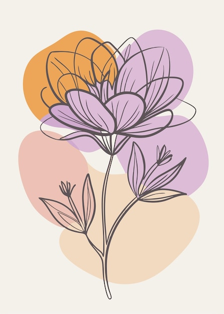 Un arte de línea del dibujo de flores Decoración de pared de arte de línea continua mínima abstracta
