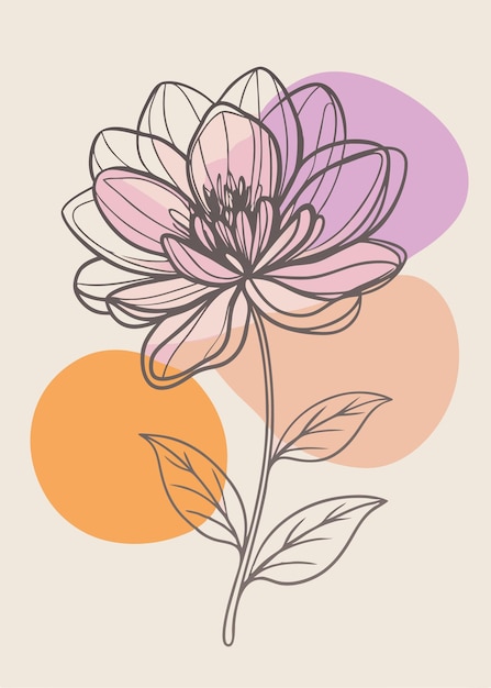 Un arte de línea del dibujo de flores Decoración de pared de arte de línea continua mínima abstracta