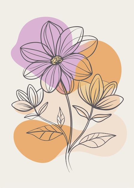 Un arte de línea del dibujo de flores Decoración de pared de arte de línea continua mínima abstracta