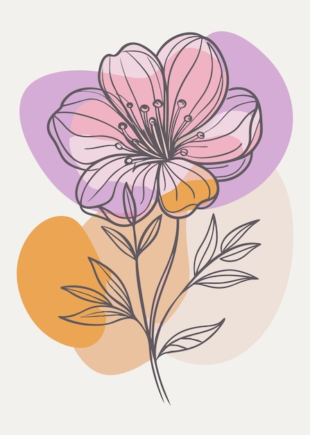 Un arte de línea del dibujo de flores Decoración de pared de arte de línea continua mínima abstracta