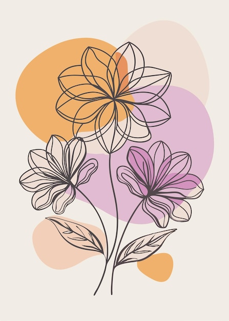 Un arte de línea del dibujo de flores Decoración de pared de arte de línea continua mínima abstracta