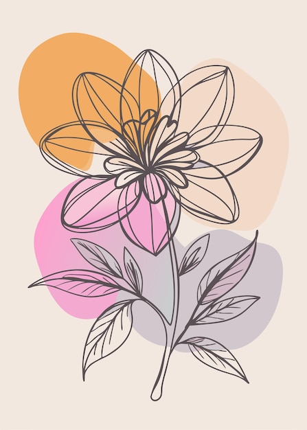Un arte de línea del dibujo de flores Decoración de pared de arte de línea continua mínima abstracta