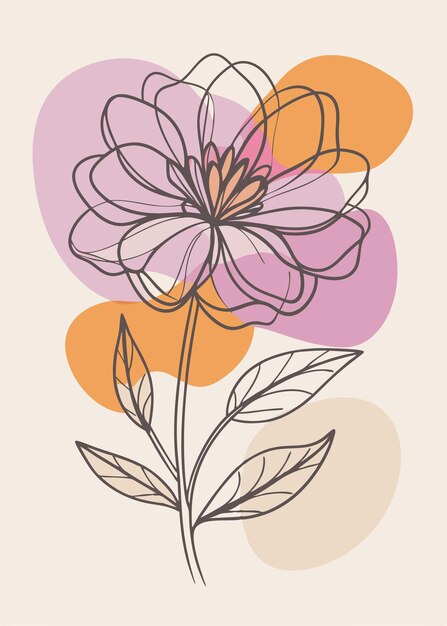 Un arte de línea del dibujo de flores Decoración de pared de arte de línea continua mínima abstracta