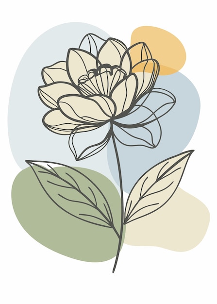 Un arte de línea del dibujo de flores Decoración de pared de arte de línea continua mínima abstracta