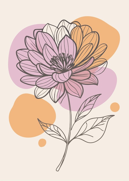 Un arte de línea del dibujo de flores Decoración de pared de arte de línea continua mínima abstracta