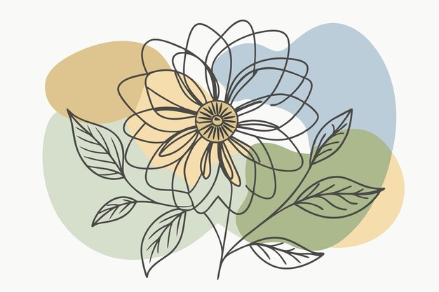 Un arte de línea del dibujo de flores Decoración de pared de arte de línea continua mínima abstracta