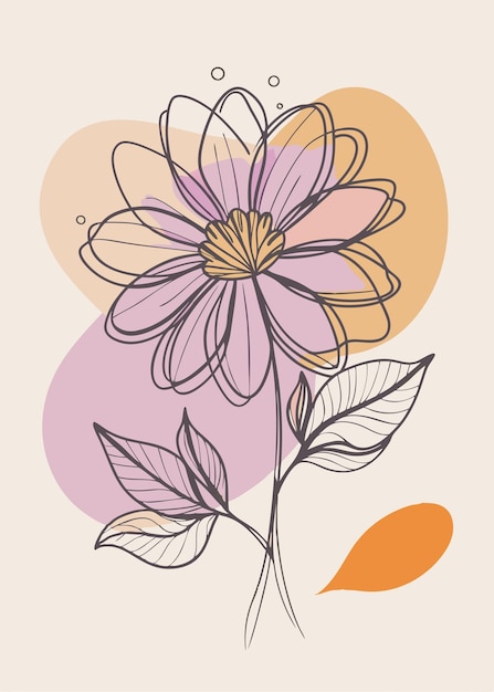 Un arte de línea del dibujo de flores Decoración de pared de arte de línea continua mínima abstracta