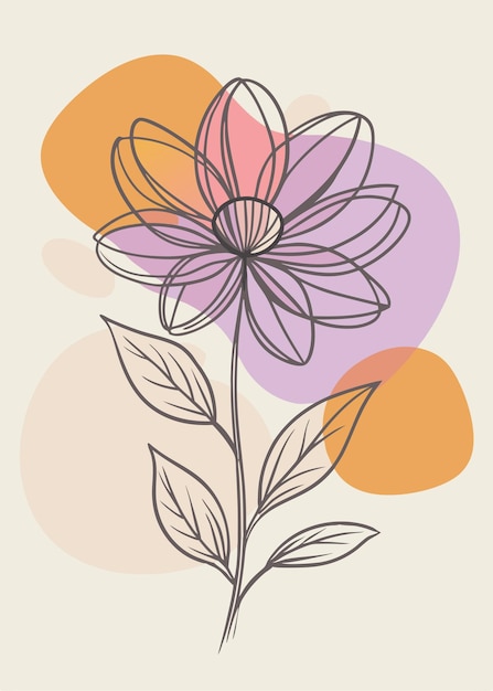 Un arte de línea del dibujo de flores Decoración de pared de arte de línea continua mínima abstracta
