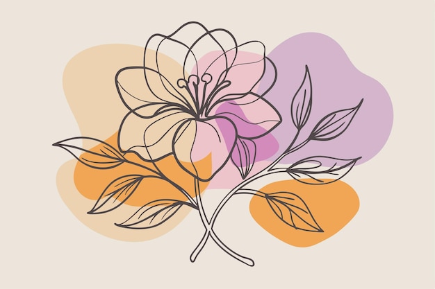 Un arte de línea del dibujo de flores Decoración de pared de arte de línea continua mínima abstracta