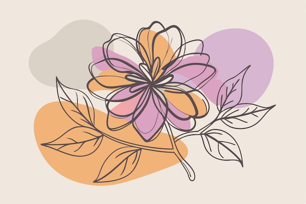 Un arte de línea del dibujo de flores Decoración de pared de arte de línea continua mínima abstracta