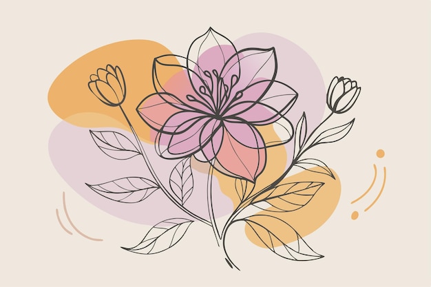 Un arte de línea del dibujo de flores Decoración de pared de arte de línea continua mínima abstracta