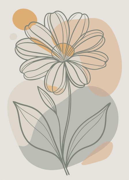 Un arte de línea del dibujo de flores Decoración de pared de arte de línea continua mínima abstracta