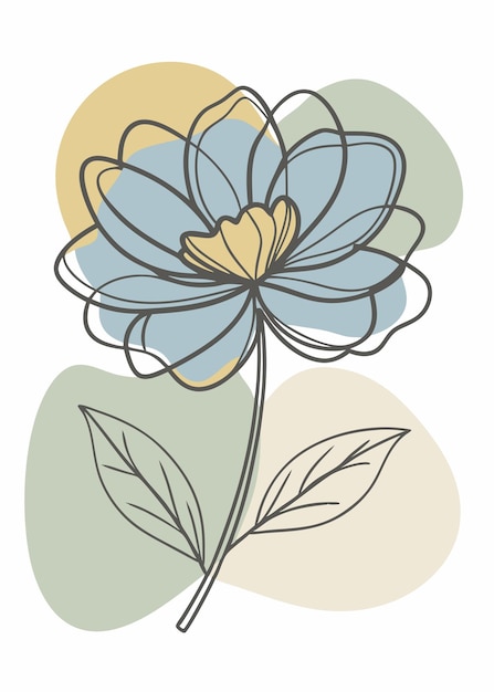 Un arte de línea del dibujo de flores Decoración de pared de arte de línea continua mínima abstracta