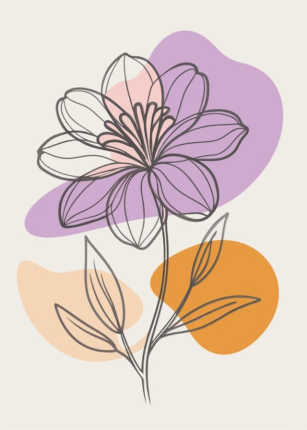 Un arte de línea del dibujo de flores Decoración de pared de arte de línea continua mínima abstracta