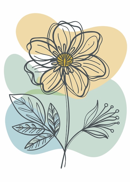 Un arte de línea del dibujo de flores Decoración de pared de arte de línea continua mínima abstracta