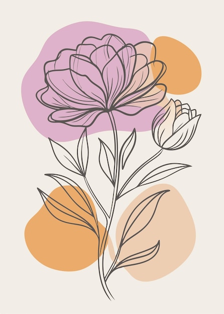 Un arte de línea del dibujo de flores Decoración de pared de arte de línea continua mínima abstracta