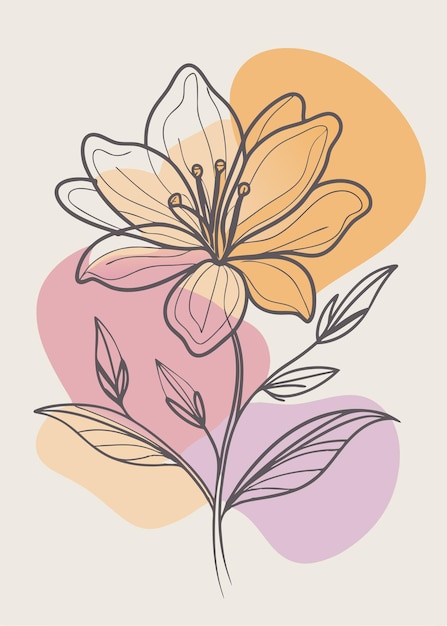 Un arte de línea del dibujo de flores Decoración de pared de arte de línea continua mínima abstracta