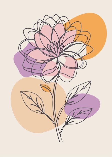Un arte de línea del dibujo de flores Decoración de pared de arte de línea continua mínima abstracta