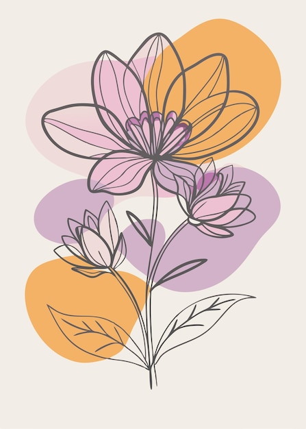 Un arte de línea del dibujo de flores Decoración de pared de arte de línea continua mínima abstracta
