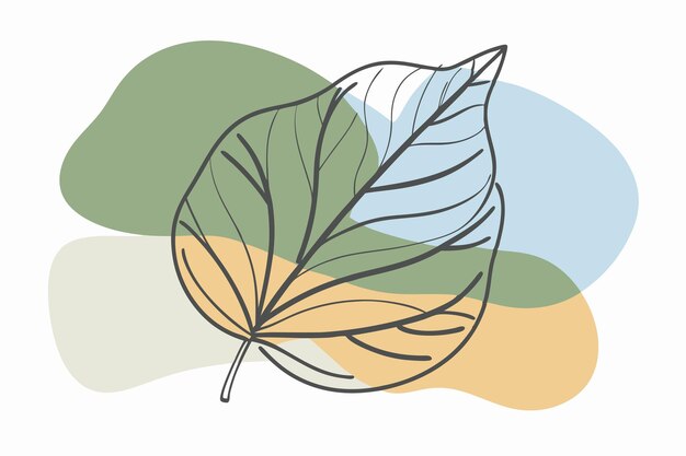 Arte de una línea de dibujo de hojas Arte de línea continua abstracta