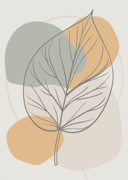 Arte de una línea de dibujo de hojas Decoración de pared de línea continua mínima abstracta