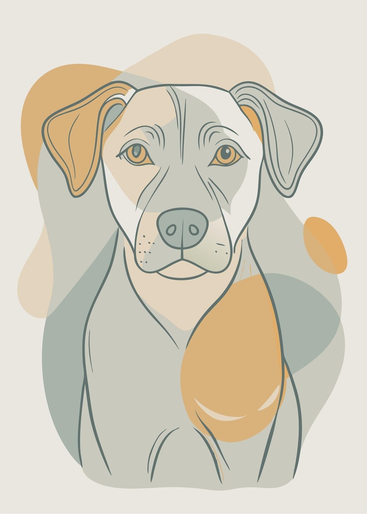 Vector arte de una línea de dibujo de perro decoración de pared de línea continua mínima abstracta