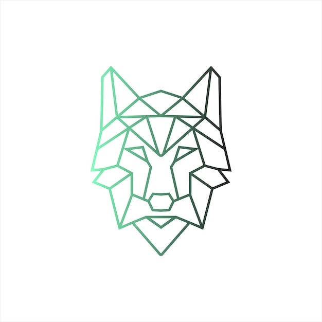 Arte de línea de diseño de logotipo de cabeza de lobo