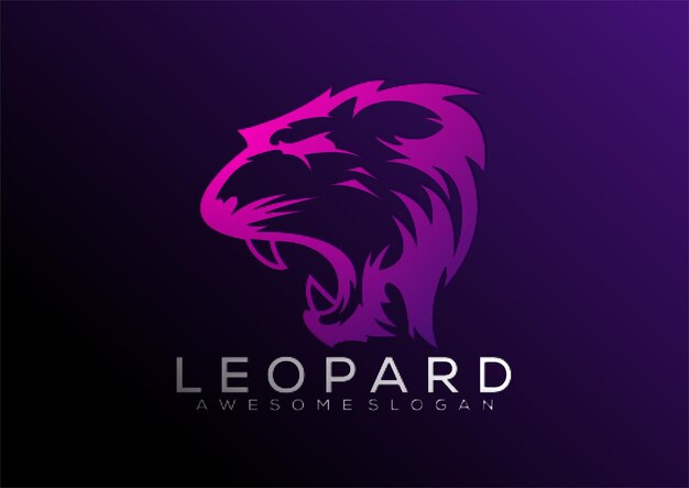 Arte de línea de diseño de logotipo de leopardo colorido